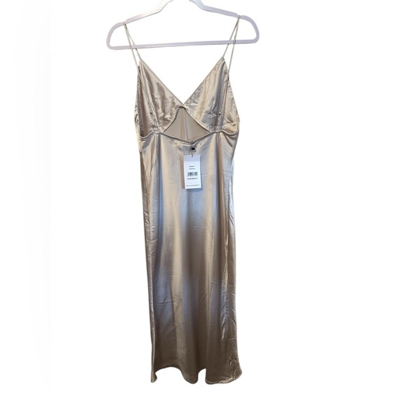 BOA. Because Of Alice NWT Satin Slip Midi Dress Champagne Size Medium Party Prom - Picture 5 of 5